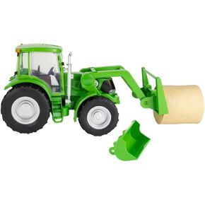 Big Country Toys Tractor & Implements, 1:20 Scale, Toy Tractor with Hay Bale and Bucket Attachment, Working Doors, Green, Ages 3 and Up…
