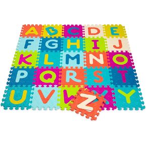 B. Toys - B. Play - Alphabet & Numbers Floor Floor Mat - 35 بلاط الرغوة المتشابك - بلاط ABC الكثيف للأطفال حديثي الولادة ، الأطفال الصغار ، الأطفال - الحروف المنبثقة + الأرقام وحقيبة التخزين - 0 أشهر + - Beautifloor
