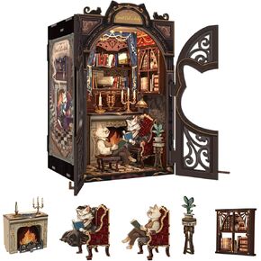FSOLIS BOOK NOOK KIT ، DIY MINIATURE ROOM HOUSE KIT FOR ATTOLING ACTIVE CONFLESS DICK PUSSUNTRY BOONDOOK GIFTS for Women Teenagers Craft Lovers (Memories Music Bookshop)