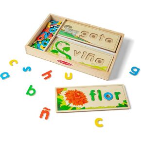 Melissa & Doug See & Spell Wooden Educational Language Learning Toy With Letters, Puzzle Boards Preschool Learning Activities, See & Spell Toys For Kids Ages 4+