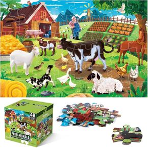 Jumbo Floor Puzzle for Kids Dinosaur Jigsaw Large Puzzles 48 Piece Ages 3-6 for Toddler Children Learning Preschool Educational Intellectual Development Toys 4-8 Years Old Easter Gift for Boy and Girl