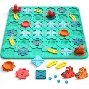 Logical Road Builder ، لعبة لوحات ألعاب STEM كبيرة لمدة 4 5 6 7 سنوات ، ألعاب Montessori لعمر 3 سنوات ، هدايا متسابق المتاهة للأطفال من 4 إلى 8 سنوات