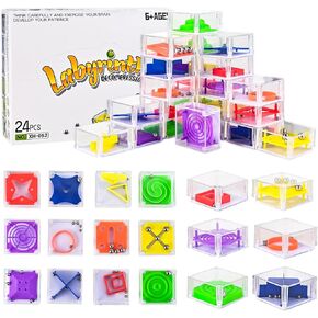 Goldge 24 PCS Balance IQ Maze Game Set - Mini 3D Brain Maze Guzzle Cubes in a box. تفضل الحفلات الممتعة ألعابًا وجوائز مثالية للأطفال والبالغين (24 جهازًا)