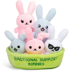 WHAT DO YOU MEME? Emotional Support Donuts by Relatable, Cuddly Stuffed Animals and Toys, Squishy Toys and Plushies, Great Ideas for Loved Ones of All Ages, Includes 5 Plushies with Carrying Basket