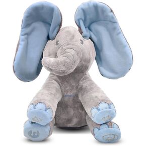 Dimple Kyle Peek A Boo Elephant Toy – Interactive Singing Stuffed Elephant Plush with Moving Ears – Musical Stuffed Animal for Kids, Girls, Boys, Toddlers Baby Toy -Easter Basket Stuffers for Toddler