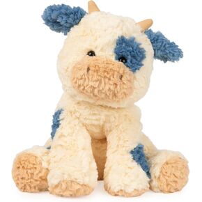 GUND Cozys Collection Cow, Stuffed Animal for Ages 1 and Up, Spring Decor Plush Toy, Cream/Blue, 10"
