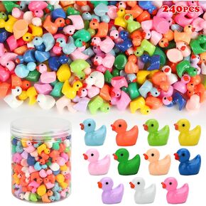 240pcs Luminous Mini Resin Ducks, Tiny Duck Bulk Glow in The Dark Small Plastic Miniature Ducks Figures for Dollhouse Decor Micro Garden Home Landscape Aquarium Craft Gifts Party Favors Toys