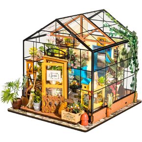 Rowood Miniature House Kit,DIY Miniature Dollhouse Kits for Adults to Build to Live in,Mayberry Street Miniatures,Wooden Adults Craft Kits,Mini Model Kits with LED,Birthday for Teens(NO.17 Cafe)