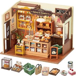 Rolife DIY Miniature Doll House Kit ، Build Beacka's Bakery Diorama House Building مع LED Room Hobby Craft for Aduls Uniue Gifts for Teens