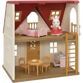 Calico Critters Red Roof Cozy Cottage Dollhouse Playset with Figure, Furniture and Accessories