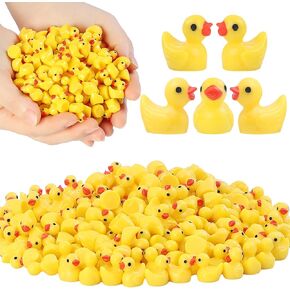 100Pcs Mini Resin Ducks, Tiny Ducks Figurines Bulk for Miniature Dollhouse Decor Accessories Garden Aquarium Potted DIY Ornament Party Toys