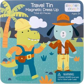 Stephen Joseph, Travel Tin Magnetic Dress Up,Bunny and Cat Small, 40 unique pieces