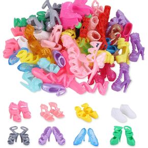 JANYUN 30 Pairs Doll Shoes Various Styles Replacement High Heel Boot Assorted Colors Shoes Set Bulk for 12" Dolls Closet
