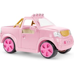 Lori – Pick-Up Truck for Mini Dolls – Pink Car for 6-Inch Dolls – Real Radio & Trailer Hitch – Music & Lights – 3 Years + – Ride & Shine Pickup Truck – Light Pink