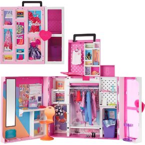 Barbie Dream Closet Playset with 35+ Doll Clothes & Accessories, Includes 5 Complete Looks, Pop-Up Second Level, Mirror & Laundry Chute