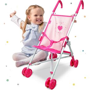 Anivia Baby Doll Stroller Stroller Toy Collection Doll Stroller Baby Doll Accessories for Toddlers 1-3Heart Design Gifts for Toddlers and Girls Toy Stroller