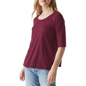 Michael Stars Women's Supima Cotton Slub Elbow Sleeve Swing Tee
