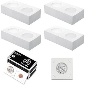 MUDOR 200 Pack Upgraded Premium Coin Flips for Quarter, Cardboard Coin Holder, Mylar Coin Flips 2x2, Paper Coin Holders