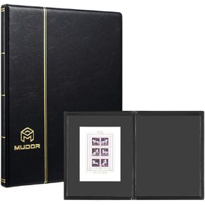 MUDOR Stamp Collecting Album, 7 Rows Pockets Stamp Book for Collectors, 10 Sheets Stamp Stockbook