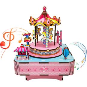 3D Puzzle Circus Mechanical Rotating Music Box, DIY kit - Birthday Gifts and Toys for Kids
