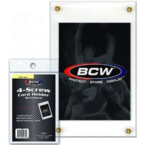 BCW 4-Screw Recessed Card Holder for Standard 20-35 pt. Cards | Screwdown Trading Card Case | Clear Hard Plastic Card Holder for Single Cards - 15ct in Saudi Arabia
