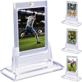 4PCS Magnetic Card Holders for Trading Cards, Card Protector Holders with Acrylic Stands Bases, Baseball Card Holders Fit for MTG, Game Cards, Sports Cards, Football Cards, Baseball Cards (4PCS)