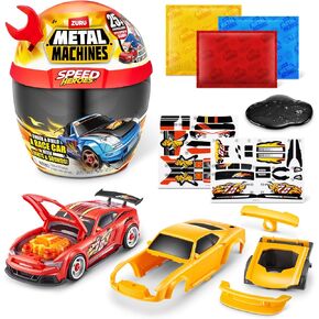 Metal Machines Speed Heroes (Red) by Zuru, 20+ Surprises, Build Your own Car, Two Bodies, Lights & Sounds, Slime