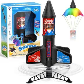 Rocket Launcher for Kids Automatic Launch 200 Feet Air Rocket Toy for Boy 10 Years Old Air Rocket with Safety Parachute and LED Outdoor Rocket Kits Toys Gifts for Kids Age 5 6 7 8 9 10 11 12