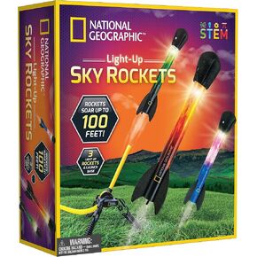 لعبة National Geographic Air Rocket - LED Ultimate LED Rocket Launcher للأطفال ، والقفز وإطلاق الصواريخ Light Up ، مدعومة ، بالرغوة تصل إلى 100 قدم