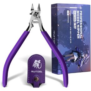 RUITOOL Model Nippers, Model Tools for Advancers to Repair and Fix Plastic Models, Ultra-thin Single Blade Model Nipper, Non-slip Grip 4.7 Inch Sprue Cutter for Plastic Model Building
