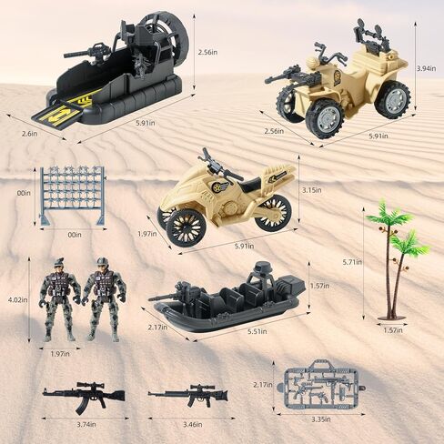 Army Men Action Figures with Military Vehicles Toys Playset, Toy Soldiers with Military Boats, Protective Net,Small Pistol for Kids Boys Girls, Age 6 7 8 9 10 in Saudi Arabia