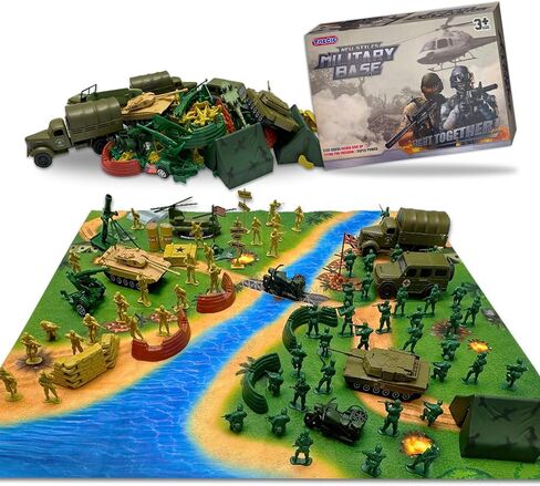 Army Men Toys Large Battle Playset-Set Includes Army Men Action Figures, Military Battle Mat, Tanks, Helicopters, Jeep, Ambulance, Trucks, Cannon, Tents (120 PCS) in Saudi Arabia