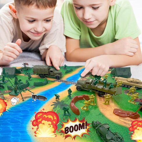 يلعب رجال الجيش ألعاب معركة كبيرة تشمل مجموعة من رجال الجيش شخصيات ، حصيرة المعركة العسكرية ، الدبابات ، طائرات الهليكوبتر ، جيب ، سيارة إسعاف ، شاحنات ، مدفع ، خيام (120 قطعة) in Kuwait