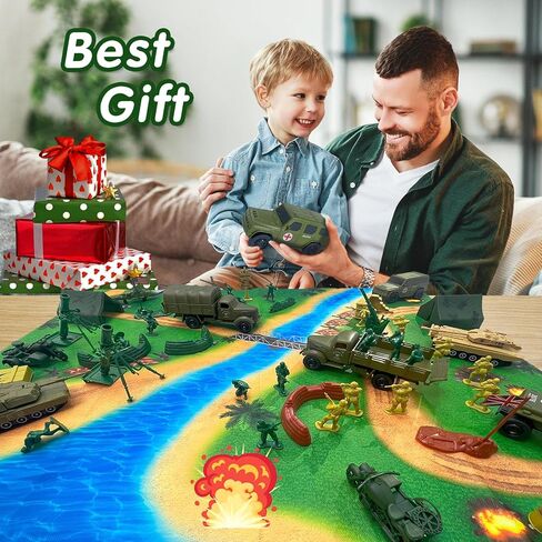 Army Men Toys Large Battle Playset-Set Includes Army Men Action Figures, Military Battle Mat, Tanks, Helicopters, Jeep, Ambulance, Trucks, Cannon, Tents (120 PCS) in Saudi Arabia