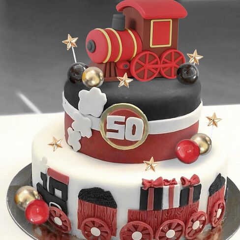 JeVenis Christmas Train Cake Decoration Train Cake Topper Train Theme Birthday Decorations Baby Shower Party Supplies Baby Shower Cake Decoration in Saudi Arabia