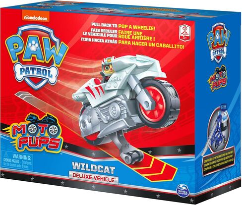 PAW Patrol, Moto Pups Wildcat’s Deluxe Pull Back Motorcycle Vehicle with Wheelie Feature and Toy Figure in Saudi Arabia