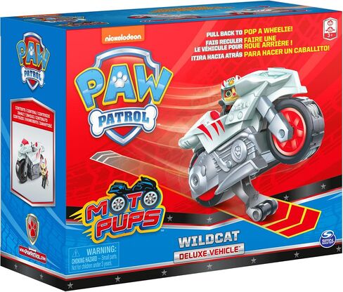 Paw Patrol ، Moto Pups Wildcat’s Deluxe Proud Back Motorcycle Motor مع ميزة Wheelie و Toy Figure in Kuwait