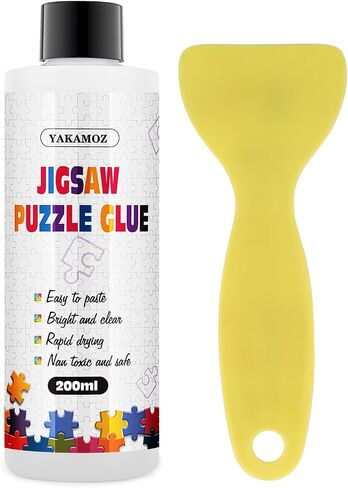 YAKAMOZ Updated Jigsaw Puzzle Glue with Applicator for Adults Clear Water-Soluble Special Craft Puzzle Glue, Non-Toxic and Quick Dry for 3000/4500/5000 Pieces of Puzzle,200ML in Saudi Arabia