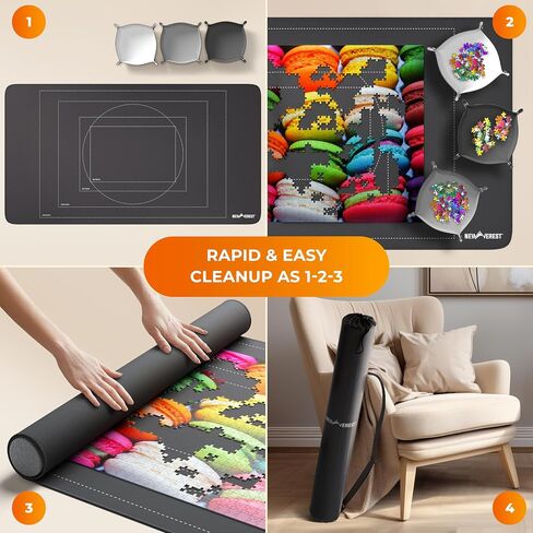 The Original Newverest Jigsaw Puzzle Mat Roll Up, Saver Pad 46" x 26" Portable Keeper Up to 1500 pieces with Non-Slip Rubber Bottom & Smooth Top + 3 Puzzle Sorting Trays & Travel-Friendly Storage Bag in Saudi Arabia
