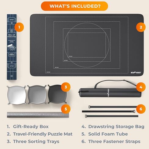 The Original Newverest Jigsaw Puzzle Mat Roll Up, Saver Pad 46" x 26" Portable Keeper Up to 1500 pieces with Non-Slip Rubber Bottom & Smooth Top + 3 Puzzle Sorting Trays & Travel-Friendly Storage Bag in Saudi Arabia