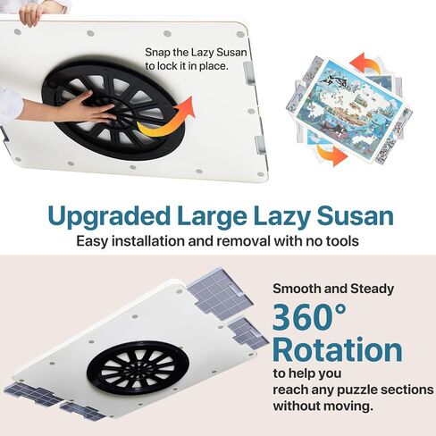 1500 Pieces Rotating Plastic Puzzle Board with Drawers and Cover, 35"x27" Portable Jigsaw Puzzle Table for Adults, Lazy Susan Spinning Puzzle Boards, Ideal Gift for Mum in Saudi Arabia