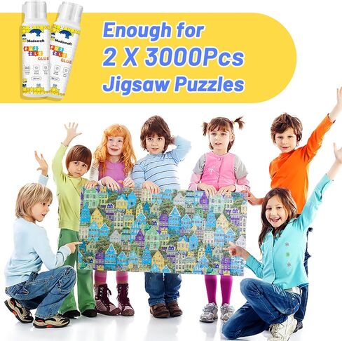 2 Pack 120ml Jigsaw Puzzle Glue with New Sponge Head, Suitable for 1000/3000/5000 Pieces of Paper and Wood Puzzle, Clear Water-Soluble Quick Dry Jigsaw Puzzle Glue, 240ml in Total in Kuwait