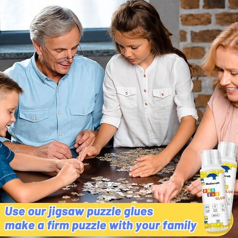 2 Pack 120ml Jigsaw Puzzle Glue with New Sponge Head, Suitable for 1000/3000/5000 Pieces of Paper and Wood Puzzle, Clear Water-Soluble Quick Dry Jigsaw Puzzle Glue, 240ml in Total in Kuwait