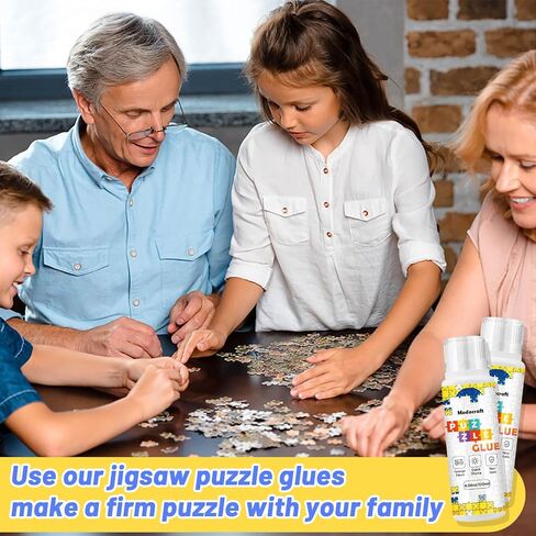 2 Pack 120ml Jigsaw Puzzle Glue with New Sponge Head, Suitable for 1000/3000/5000 Pieces of Paper and Wood Puzzle, Clear Water-Soluble Quick Dry Jigsaw Puzzle Glue, 240ml in Total in Kuwait