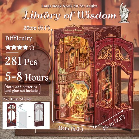 Fsolis Book Nook Kit, DIY Miniature House Room Kit for Adult Activity Mini Puzzle Booknooks Bookshelf Alley Decor Gifts for Women Teenagers Craft Lovers（OWL Bookstore） in Kuwait