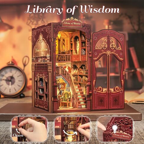 Fsolis Book Nook Kit, DIY Miniature House Room Kit for Adult Activity Mini Puzzle Booknooks Bookshelf Alley Decor Gifts for Women Teenagers Craft Lovers（OWL Bookstore） in Kuwait