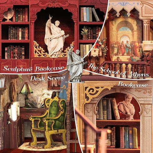 Fsolis Book Nook Kit, DIY Miniature House Room Kit for Adult Activity Mini Puzzle Booknooks Bookshelf Alley Decor Gifts for Women Teenagers Craft Lovers（OWL Bookstore） in Kuwait