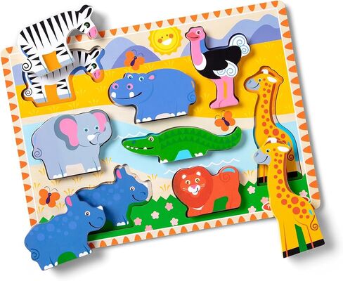 Melissa & Doug Farm Wooden Chunky Puzzle (8 pcs) - FSC Certified in Saudi Arabia
