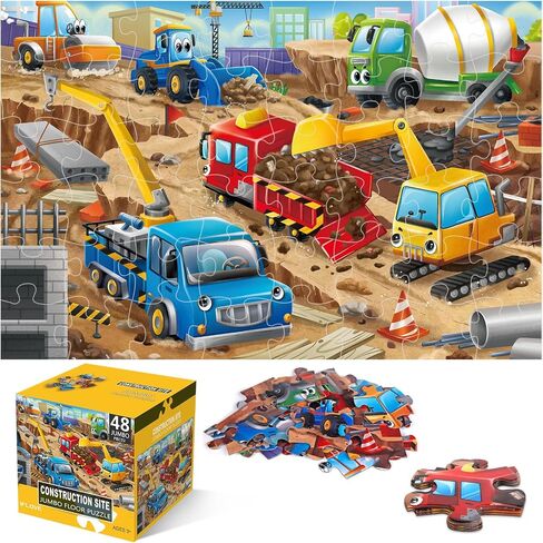 Jumbo Floor Puzzle for Kids,Recycling Garbage Truck Jigsaw Large Puzzles,48 Piece Trash Truck Vehicle Puzzle for Toddler Ages 3-5,Children Learning Preschool Educational Toys,Gift for 4-8 Years Old in Saudi Arabia