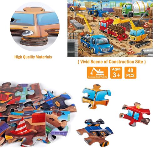 Jumbo Floor Puzzle for Kids,Recycling Garbage Truck Jigsaw Large Puzzles,48 Piece Trash Truck Vehicle Puzzle for Toddler Ages 3-5,Children Learning Preschool Educational Toys,Gift for 4-8 Years Old in Saudi Arabia